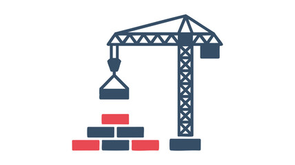 Construction crane lifting bricks symbolizing building and development