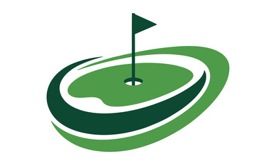 Modern golf logo design green golf course green flag hole sport emblem