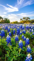 Vibrant bluebonnet field under a vibrant sky