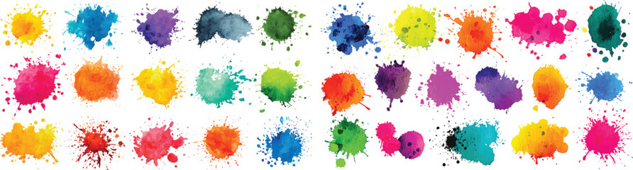 Abstract colorful Set of Yellow Paint Smear Brushes colorful brush texture transparent background
