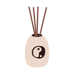 Reed diffuser with Yin Yang symbol. Perfect for wellness, spa, aromatherapy, and home decor design.