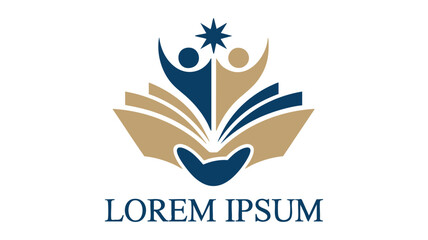 Inspirational book logo with figures reaching skyward and lorem ipsum text