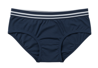 Dark blue underpants with white stripes on transparent background