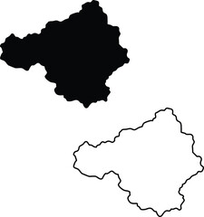 A clear graphic showing a land area outline as a solid black shape and an accompanying simple black border
