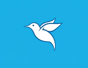 Obraz premium A stylized white bird graphic on a bright turquoise background