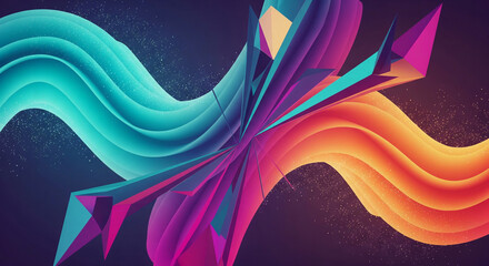 Abstract Dynamic Wavy Tube Shapes Intersecting with a Shattered Geometric Structure