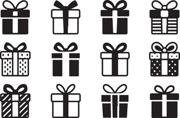 Gift box icons on white background