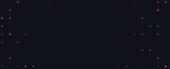 Star Border Background, Soft Coral Glow Stars On Dark With Center Copy Space, Minimal Night Sky Frame For Party, Branding, Social Media, Invitations, Posters, Web Headers. Vector Illustration