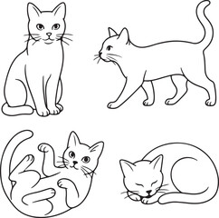 Line art cats vector