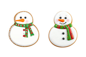 Png two snowman cookies isolated on transparent background stock royalty freenew image