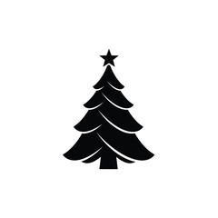 Obraz premium Vector illustration of a green Christmas tree with star and snowflakes, a winter holiday decoration design perfect for a greeting card or celebration illustration