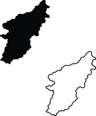 Obraz premium Unique long and narrow geographical shape depicted as a solid black map and its distinct outline