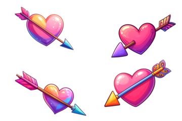 Png hearts with arrows isolated on white stock royalty freenew image isolated on transparent background