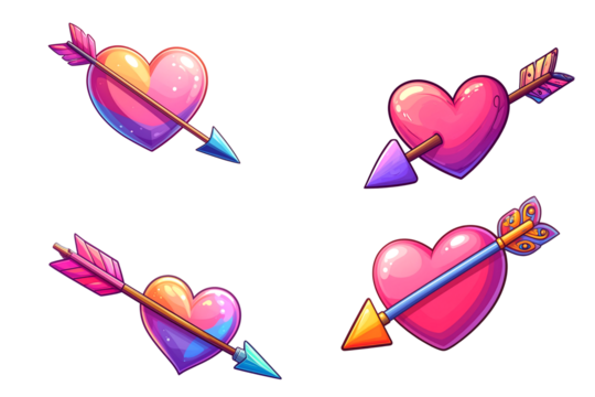Png hearts with arrows isolated on white stock royalty freenew image isolated on transparent background