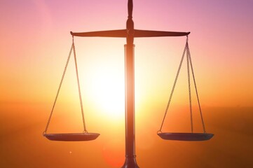 Scales of justice, modern Symbol of law on desk