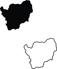 Vector illustration showcasing the distinct black silhouette and outline of a geographical territory shape