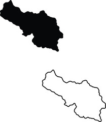 The landlocked Himalayan country of Bhutan shown as both a solid black filled shape and a defined border outline