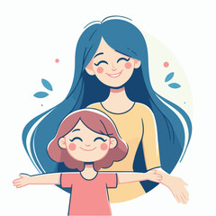 Mommy and her Daughter Happily. Happy Mother Day