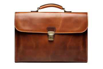Brown Leather Briefcase on a transparent background