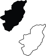 A pair of black map shapes, one solid and one outline, represent an irregular rounded region
