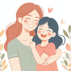 Mother and Daughter Embrace with Joy and Affection