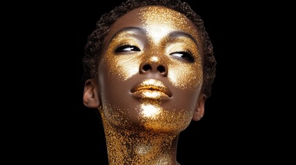 Radiant Portrait with Gold Glitter Effect