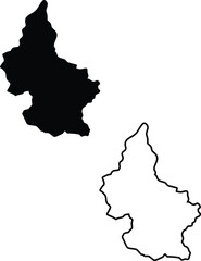 Obraz premium Black silhouette and outline of Luxembourg country map on a bright white background