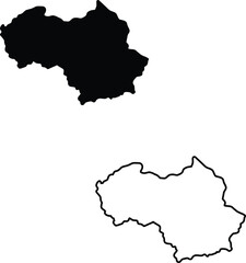 Distinct black silhouette and outline map illustrating the national boundaries of Armenia on white