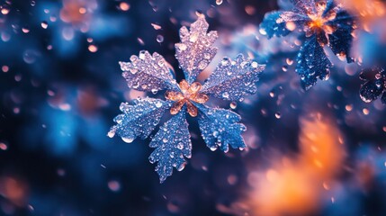 Dew-kissed leaves in vibrant colors