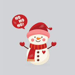 Snowman Flat Style Vector Illustration Isolated.