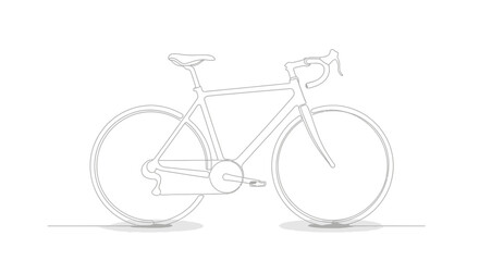 Sporty Road Bicycle in Continuous Line Art Style, Isolated White Background