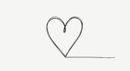 Simple Heart Shape in Continuous Line Art Style, on Light Beige Background