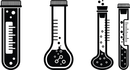 Laboratory test tube icon, chemical experiment illustration, science research equipment, liquid reaction symbol, medical laboratory tool, education and innovation design