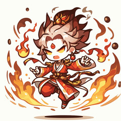 Chibi Cartoon Character in Red Robes