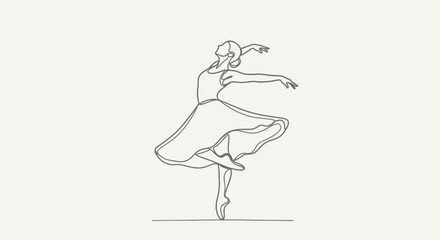 Elegant female ballerina performing a graceful ballet dance pose en pointe, showcasing classical artistic movement in a bright studio.