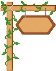 Hanging Wooden Sign Illustration
