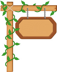 Hanging Wooden Sign Illustration
