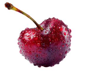 wet cherry red fruit water drops
