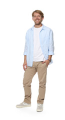 Portrait of happy man on white background