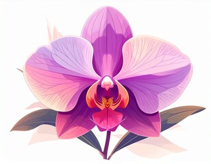 Orquídea,  Ilustración minimalista de orquídea con pétalos elegantes y contornos suaves