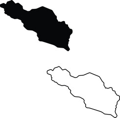 Obraz premium Black silhouette and outline illustrating an unknown elongated geographic region on a clean white background