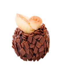 gourmet brigadeiro, Brazilian chocolate sweet, typical Brazilian birthday party bonbon, isolated white background