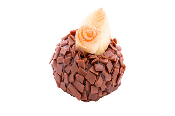 gourmet brigadeiro, Brazilian chocolate sweet, typical Brazilian birthday party bonbon, isolated white background