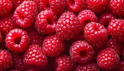 Closeup of fresh raspberries, background