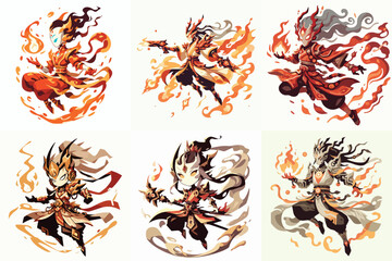 Fiery Warrior Avatars Chibi in anime Style