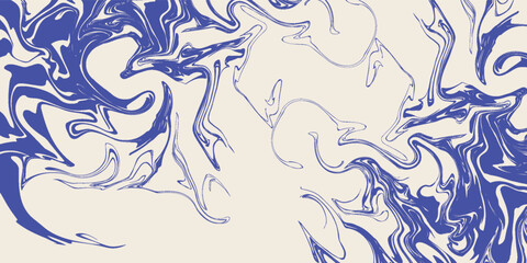 Modern Blue wavy lines abstract background. Trendy psychedelic retro style backdrop. Waves, swirl and twirl pattern. Twisted distorted vector texture. Y2k aesthetic design