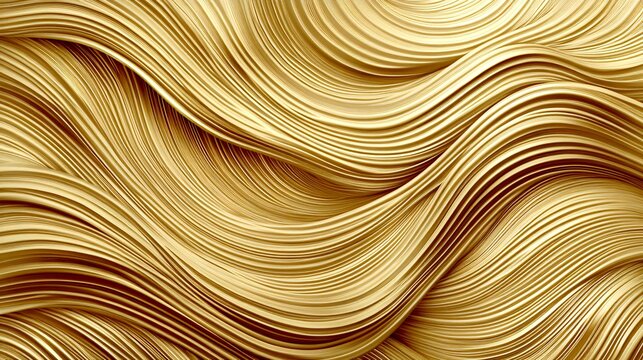 Golden abstract with glossy flowing lines. Generative AI
