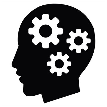 Innovative thinking concept with gears in human head