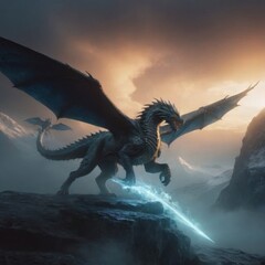 &laquo;Moonlit Confrontation: Warrior vs. the Shadow Dragon&raquo;