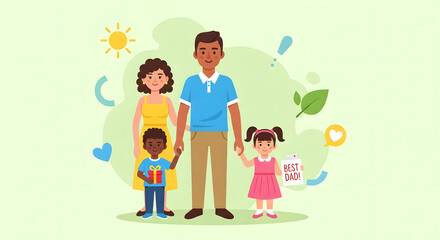 Fototapeta premium Happy Family Holding Hands Celebrating Love and Togetherness Outdoors with Sunshine and Greenery